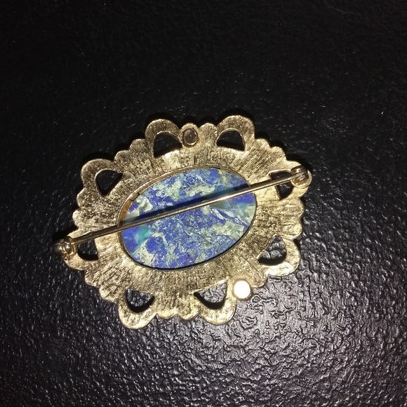 ♥️🤗GORGEOUS!/ BLUE GEMSTONE BROOCH 😍💗 - Picture 6 of 12